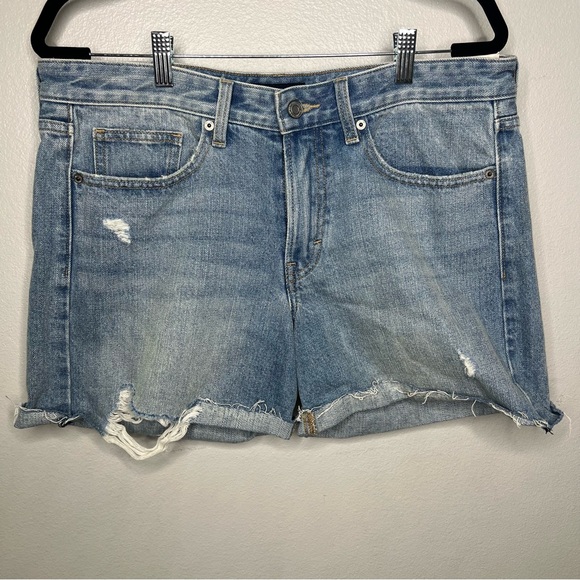 Lucky Brand High Rise Cotton Denim Jean Shorts Distressed Boyfriend 10/30 - Picture 1 of 11